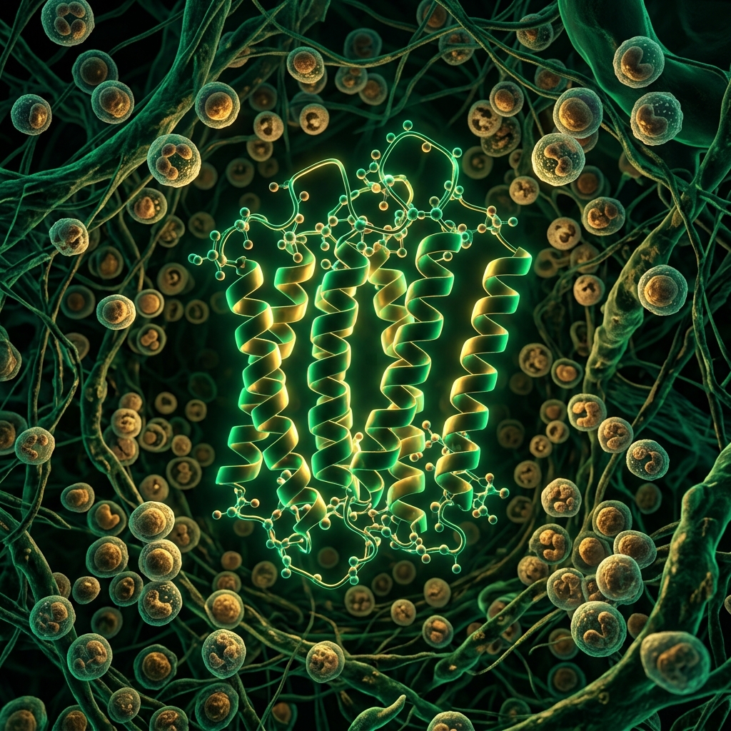 3D biopharmaceutical protein graphic representing CEMB Filgrastim G-CSF R&D