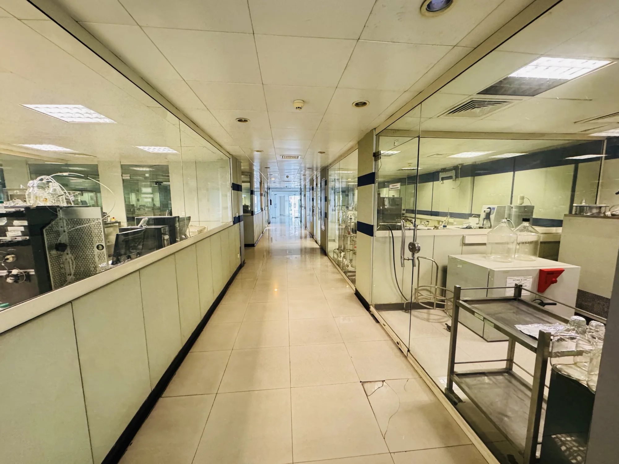 Research laboratory corridor at CEMB