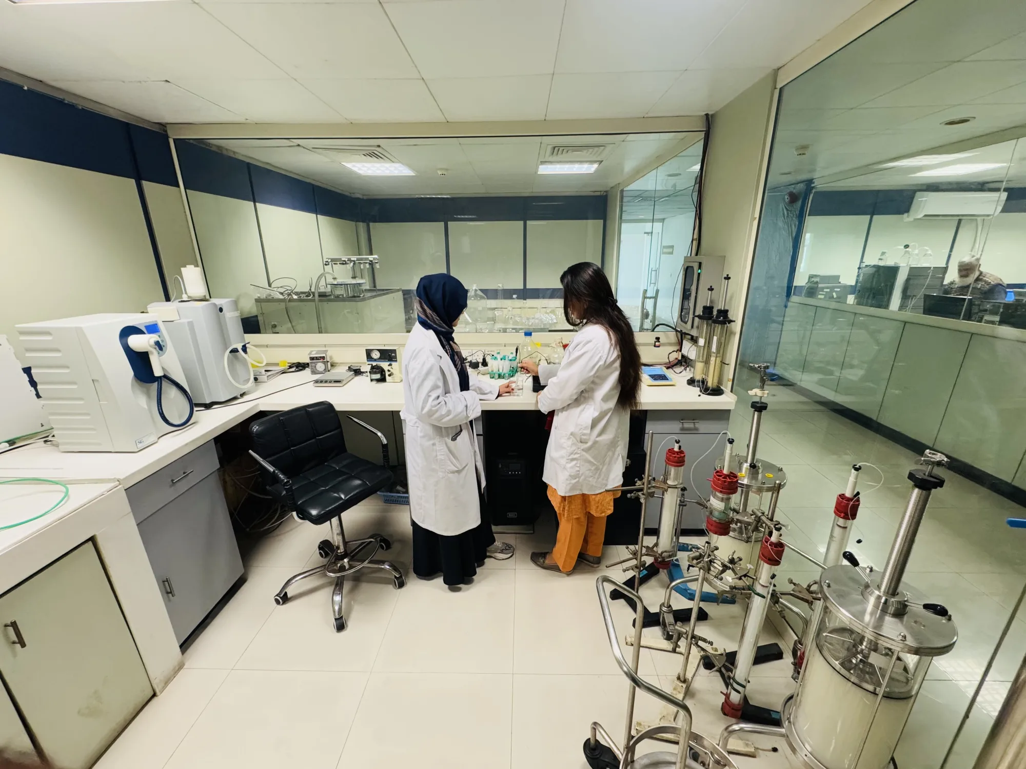 CEMB scientists conducting research in the bioprocess laboratory