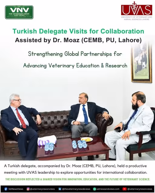 𝐀 𝐓𝐮𝐫𝐤𝐢𝐬𝐡 delegate, accompanied by 𝐃𝐫. 𝐌𝐨𝐚𝐳 (CEMB: Centre of Excellence in Molecular Biology, PU Lahore), visited UVAS and held a productive meeting with university leadership
